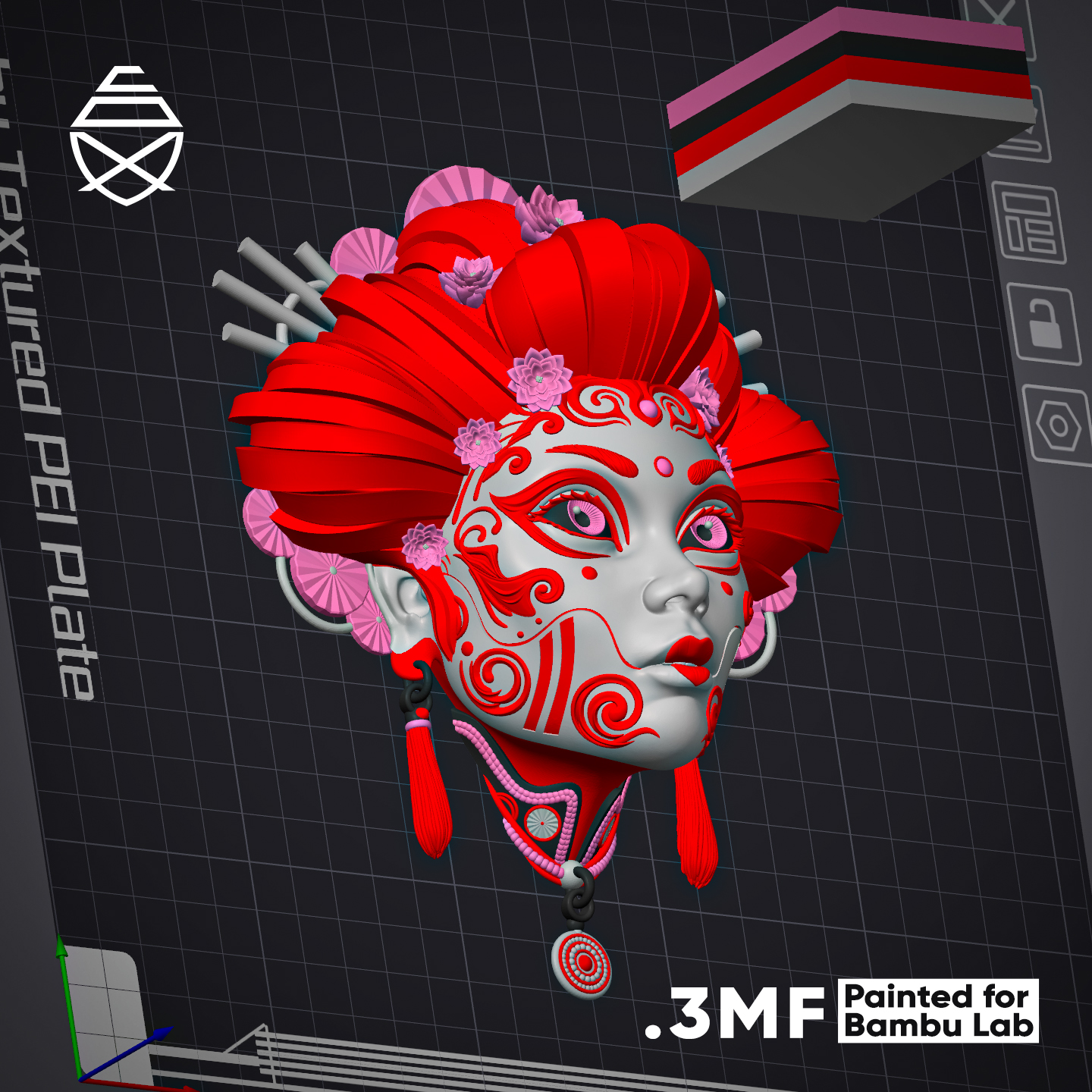 GEISHA WALL MASK - 3D Printed Wall Decor - Image 2