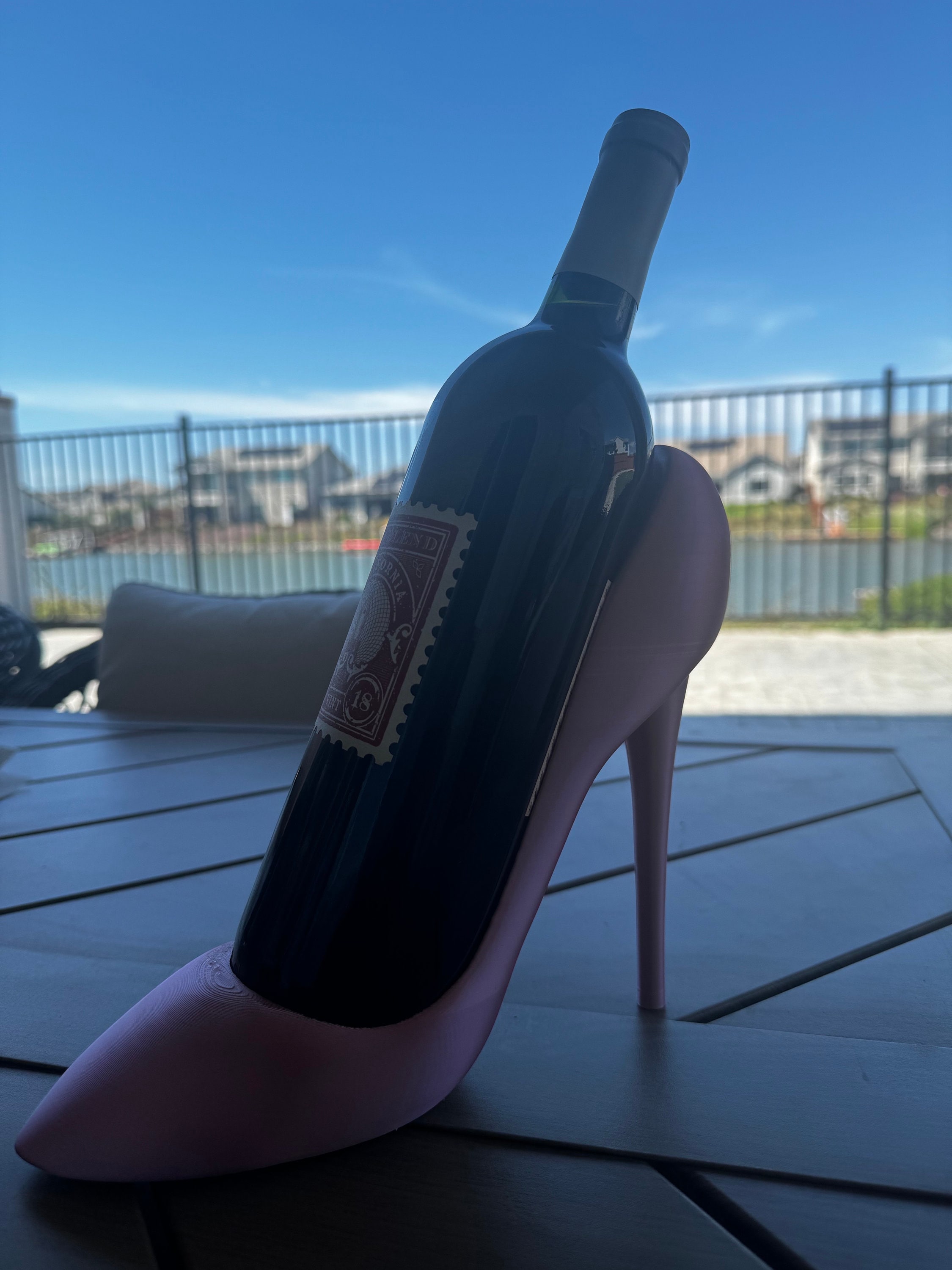 3D Printed Stiletto High Heel Wine Bottle Holder - Chic Bar Decor